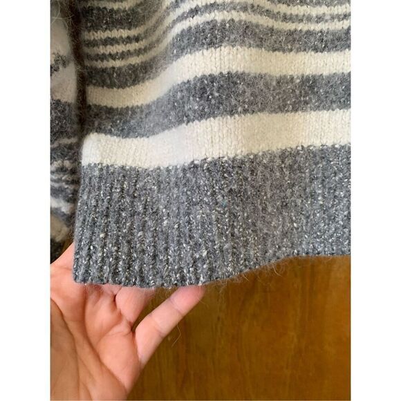 I.B. Diffusion Vintage Angora Blend Striped Cowl Neck Sweater Gray, White Size - Picture 7 of 12